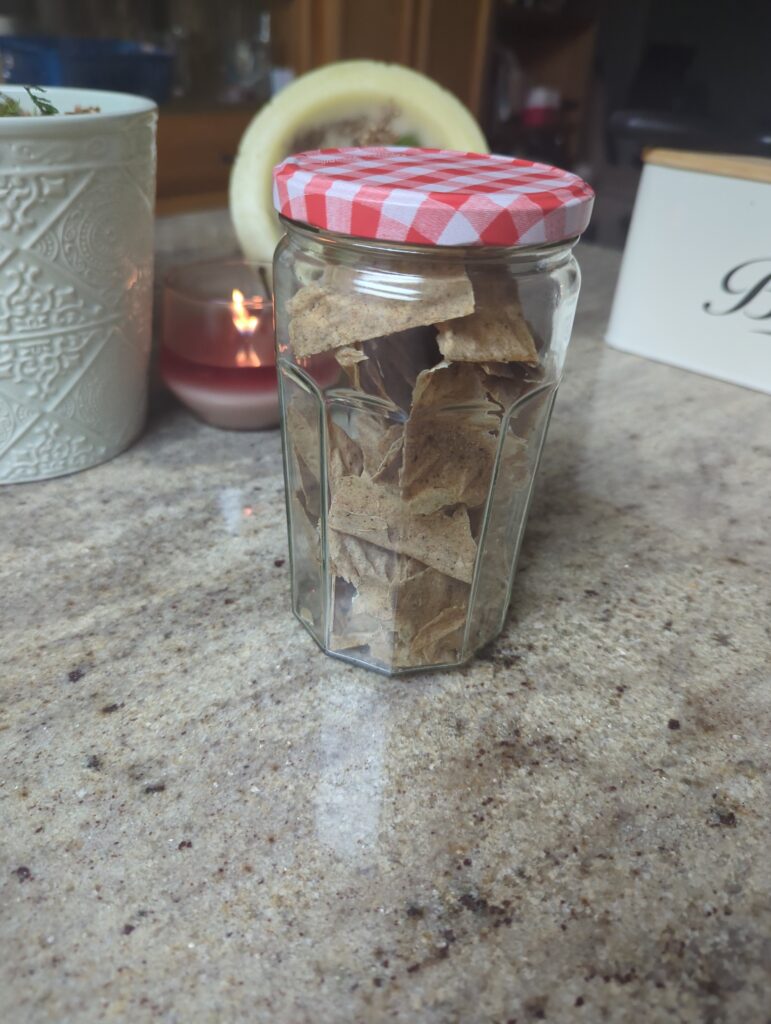 Picture of sourdough crackers in a jar